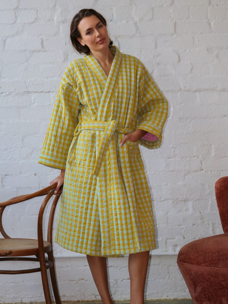Citrus Seersucker Quilted Robe