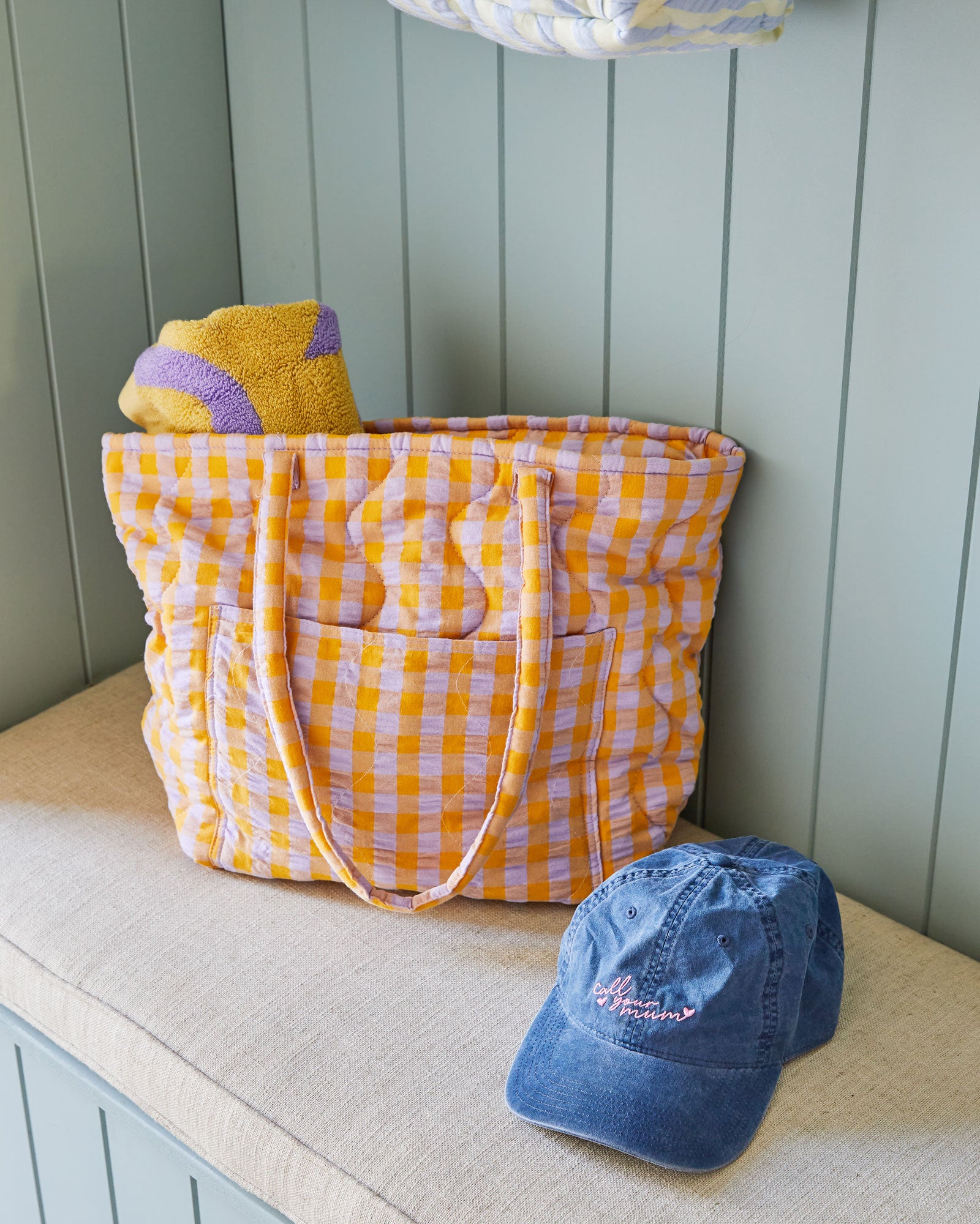 Kumquat Bloom Seersucker Quilted Bag