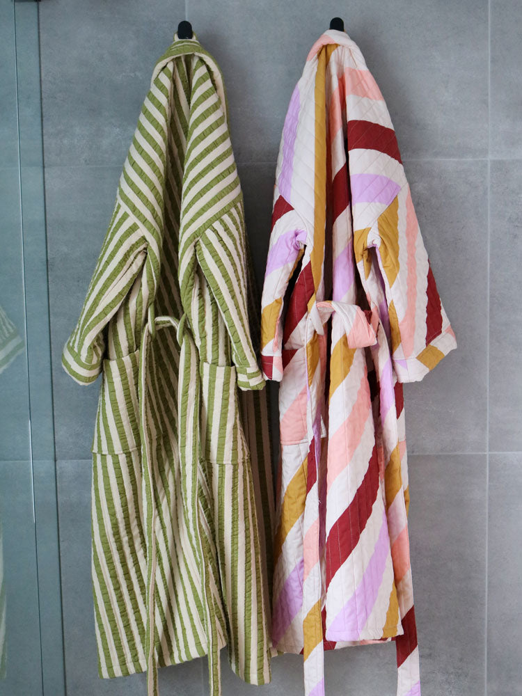 Seersucker Stripe Quilted Robe  by Mosey Me