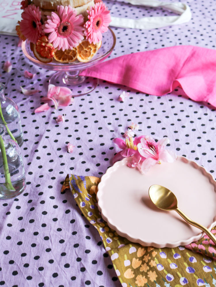 Colourblock Tablecloth - Lilac Dot  by Mosey Me