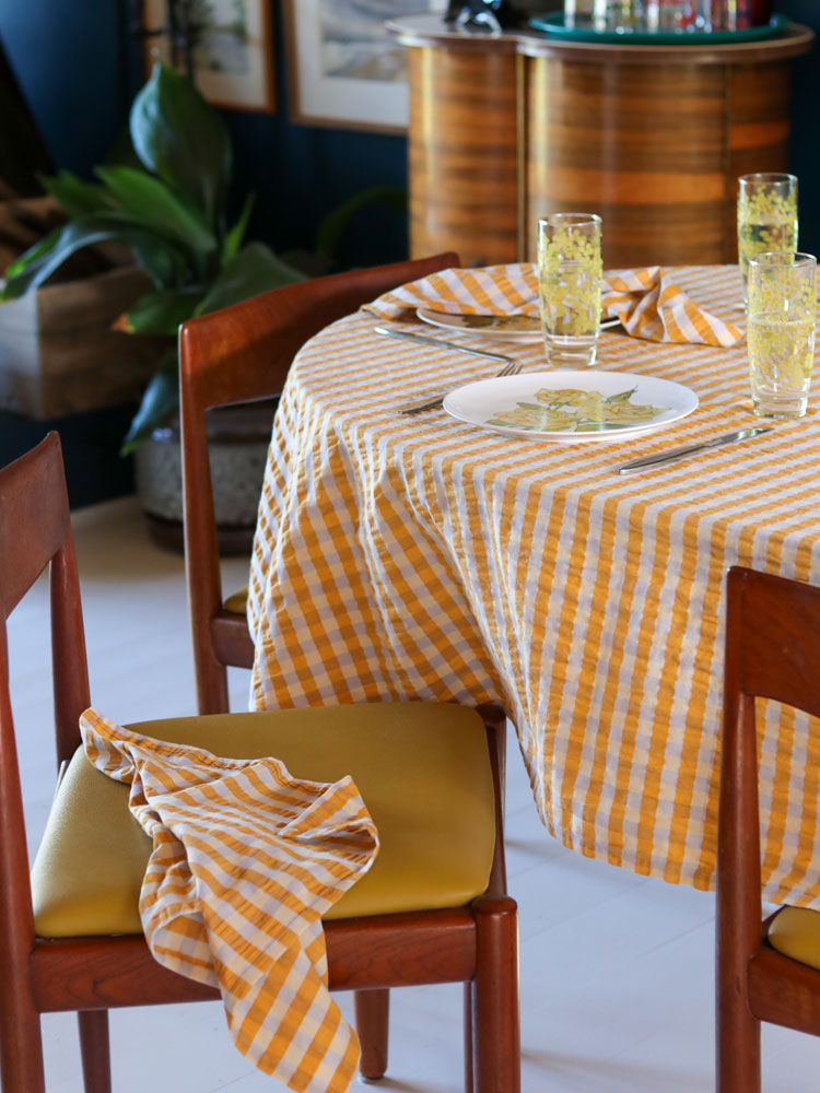 Mango Seersucker Tablecloth  by Mosey Me