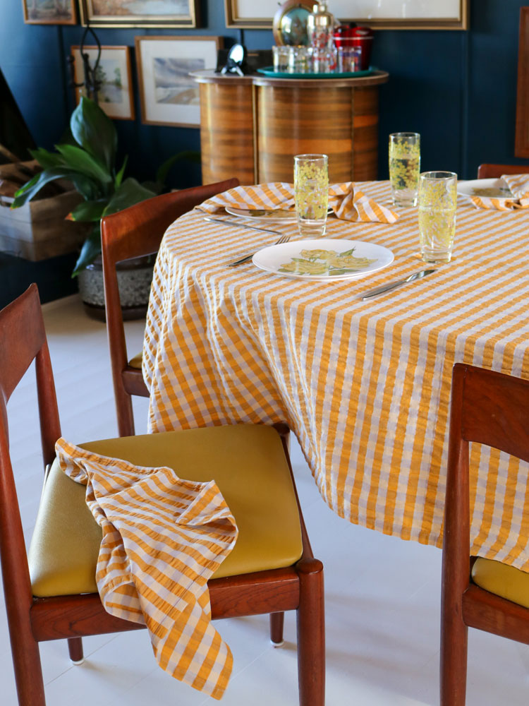 Mango Seersucker Tablecloth  by Mosey Me