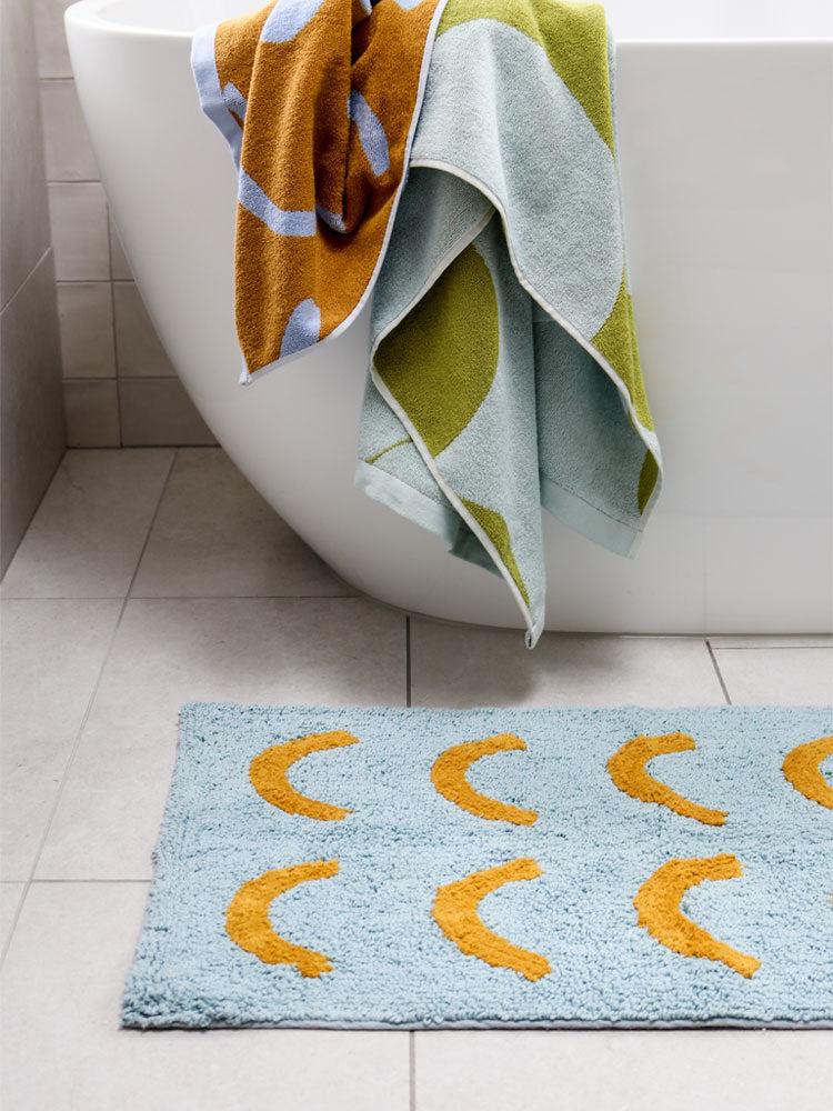 Blue Curve Bath Mat  by Mosey Me