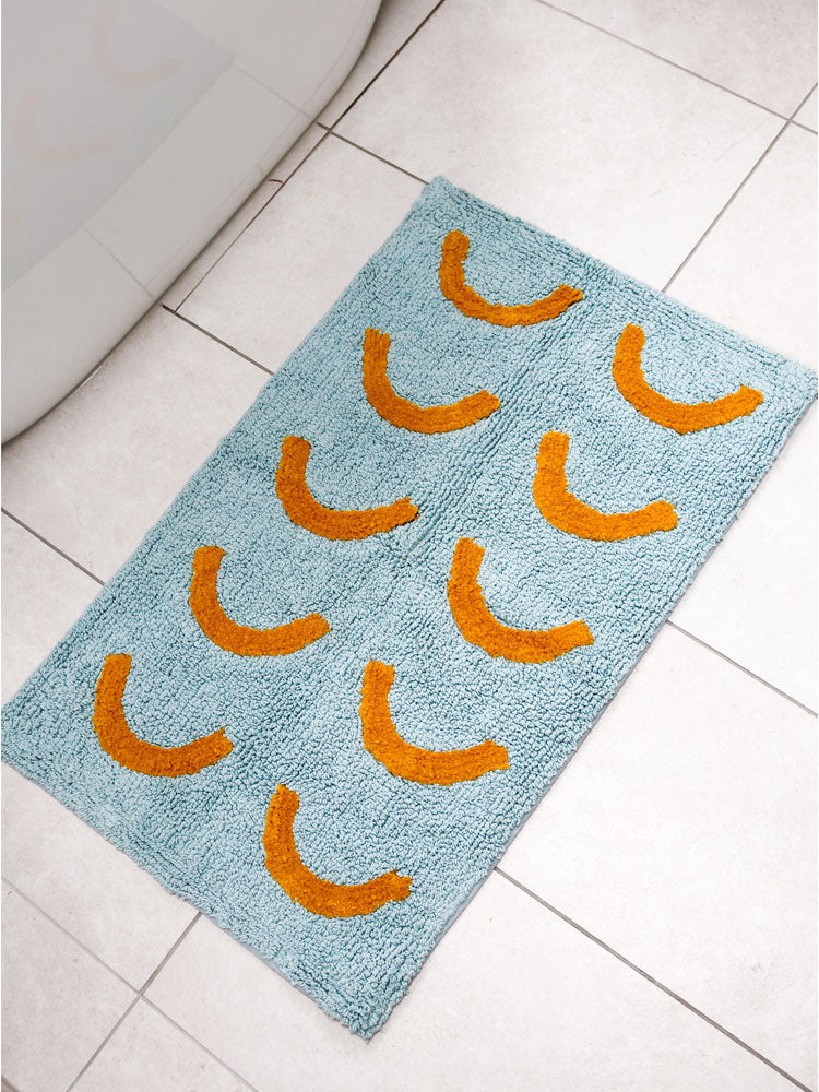 Blue Curve Bath Mat  by Mosey Me