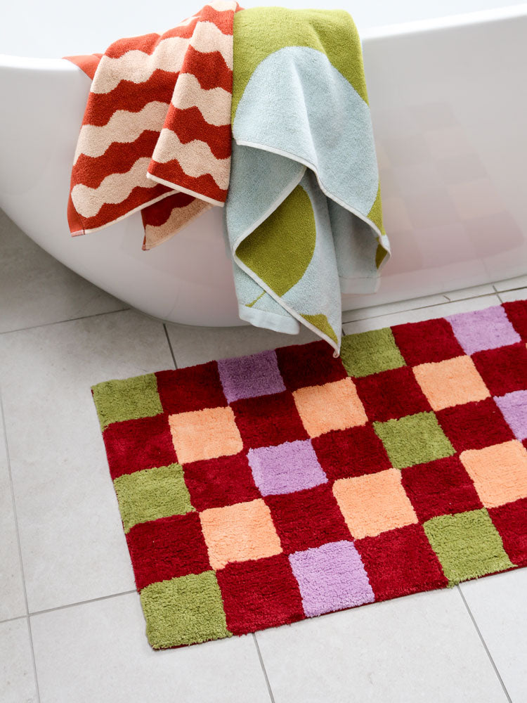 Winter Checkers Bath Mat  by Mosey Me