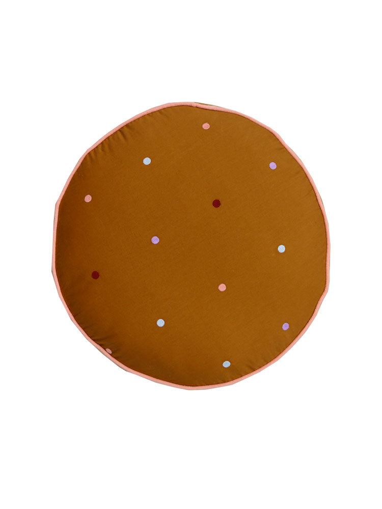 Embroidered Dot Round Cushion  by Mosey Me
