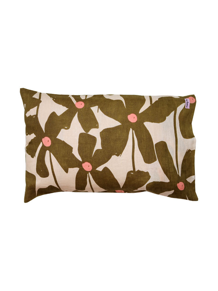 Olive Poppy Standard Pillowcase Set  by Mosey Me