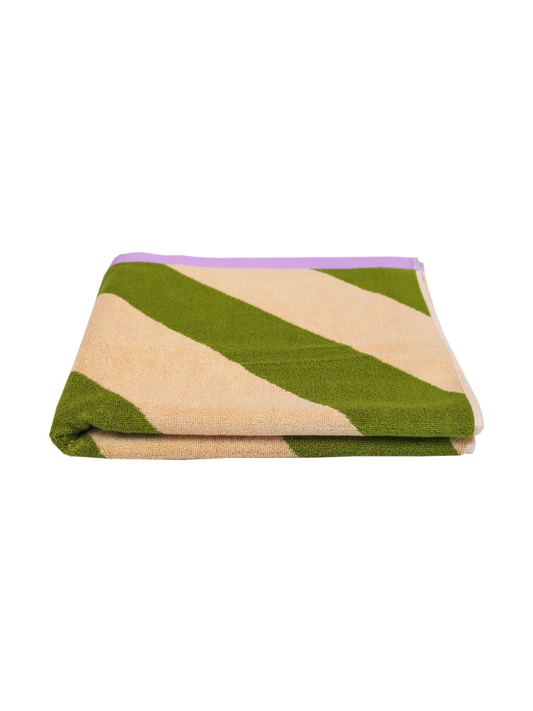 Pistachio Stripe Bath Towel  by Mosey Me