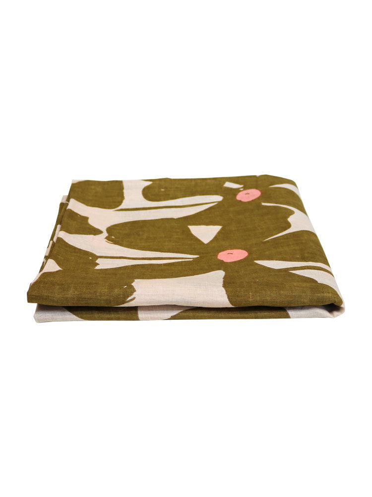 Olive Poppy Tablecloth  by Mosey Me