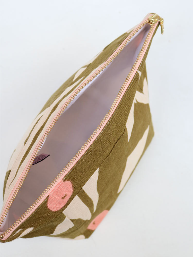 Olive Poppy Cosmetic Case  by Mosey Me