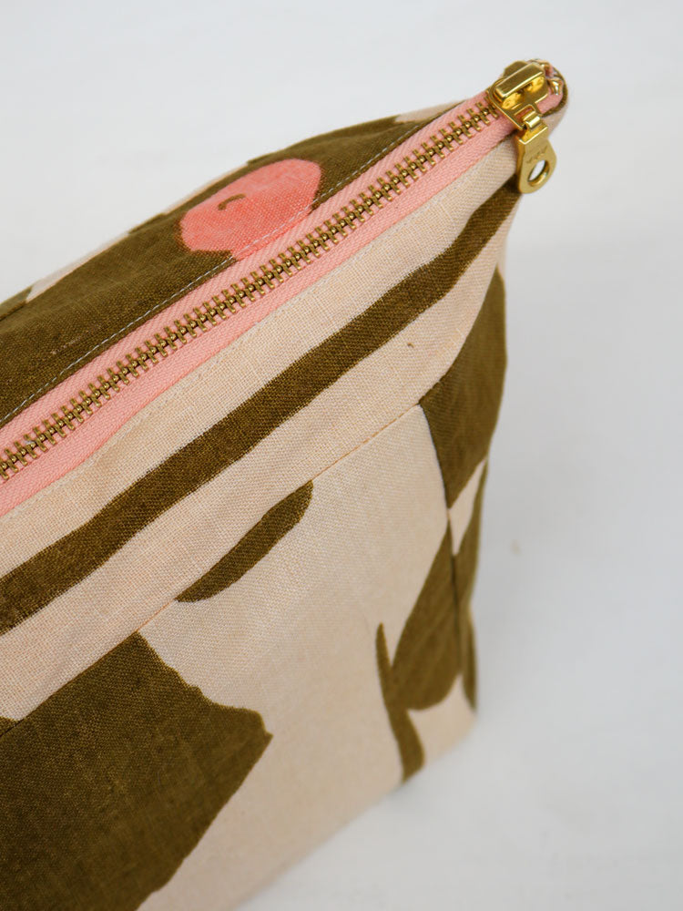 Olive Poppy Cosmetic Case  by Mosey Me