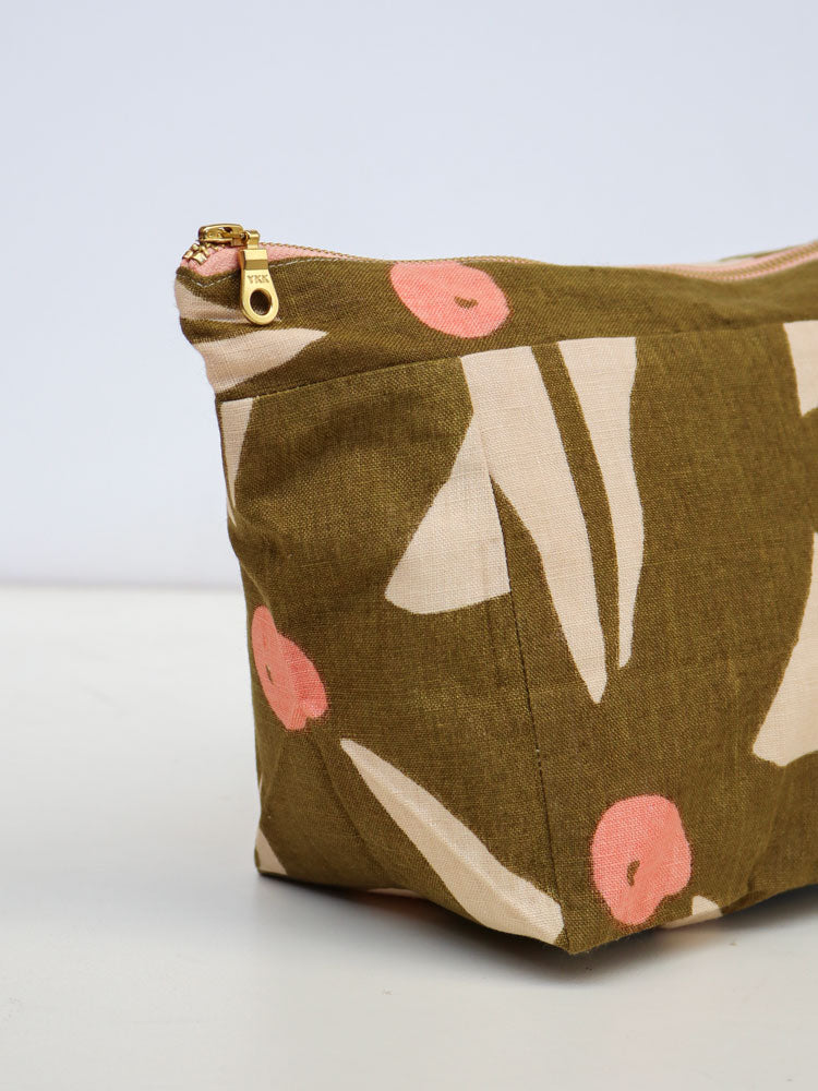 Olive Poppy Cosmetic Case  by Mosey Me