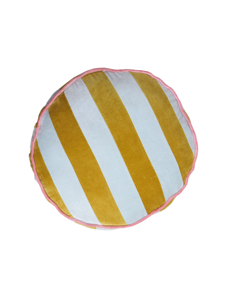 Velvet Stripe Round Cushion  by Mosey Me