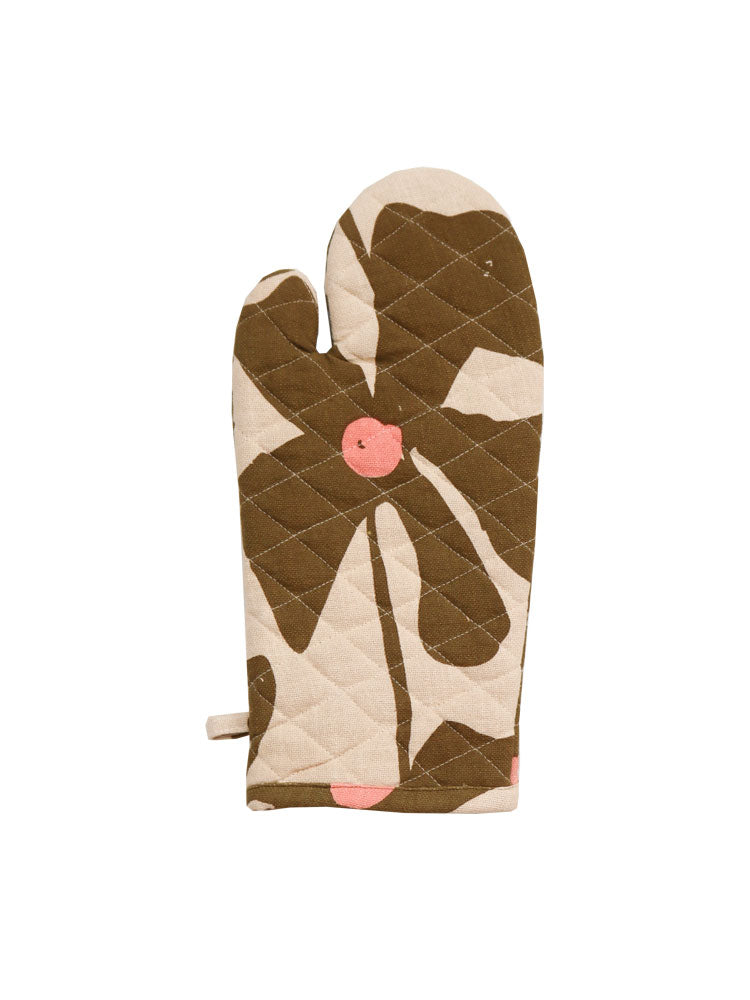 Olive Poppy Oven Mitt  by Mosey Me