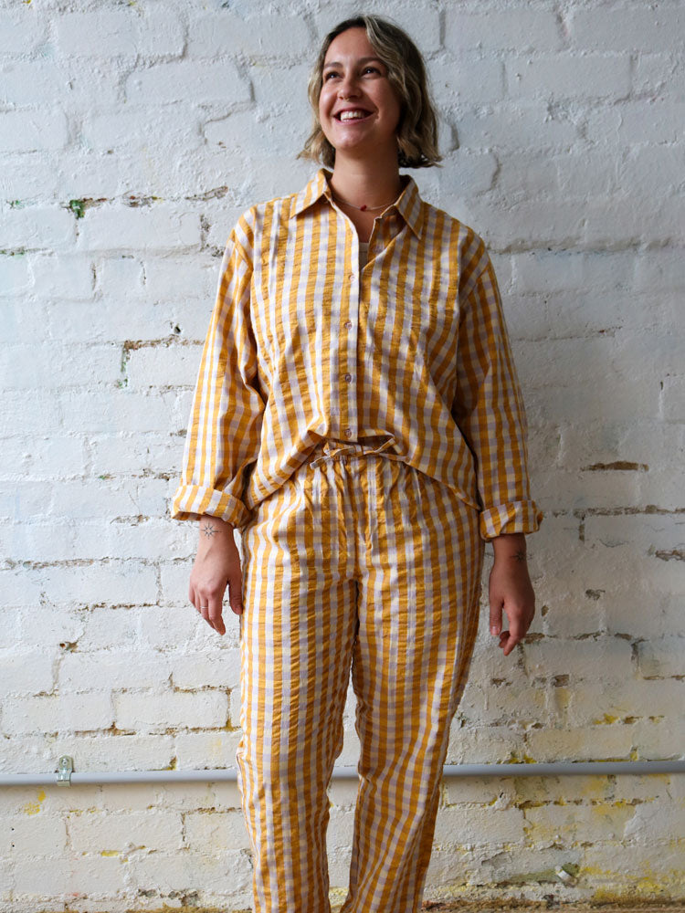 Mango Seersucker Long Pyjama Set  by Mosey Me