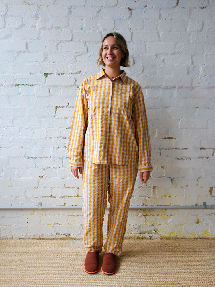 Mango Seersucker Long Pyjama Set  by Mosey Me