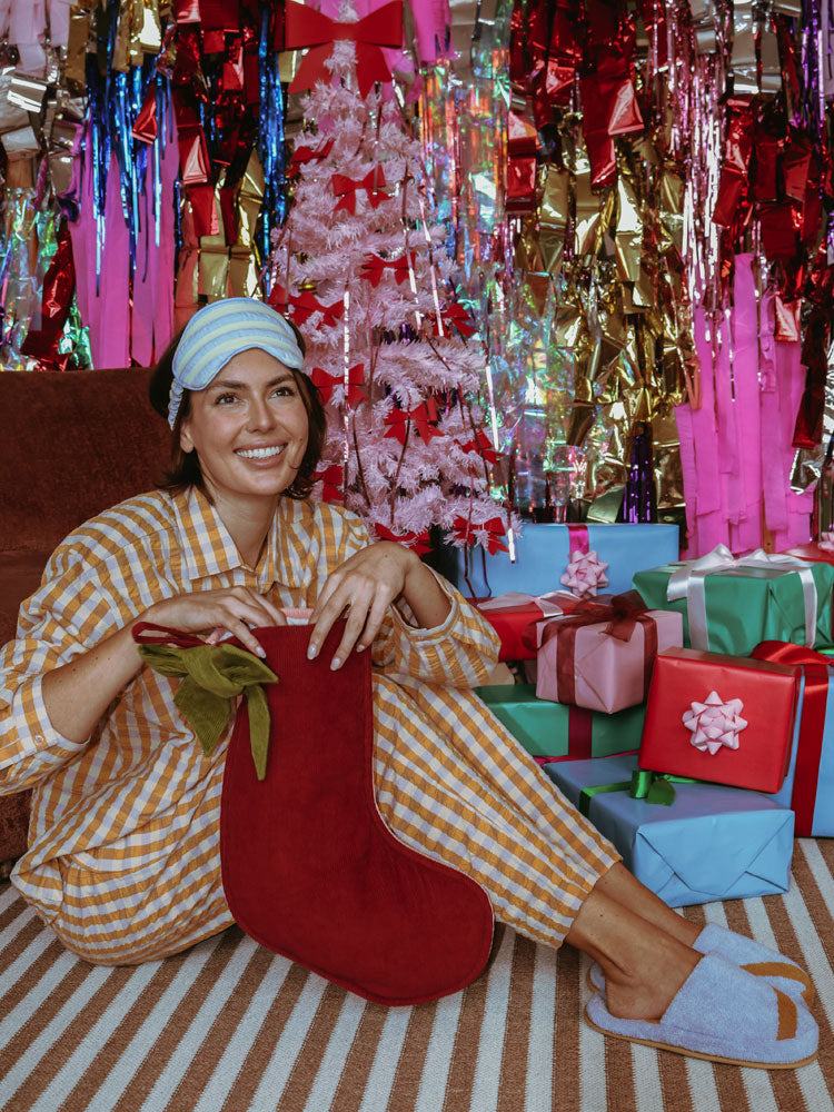 Butter Blue Seersucker Eye Mask