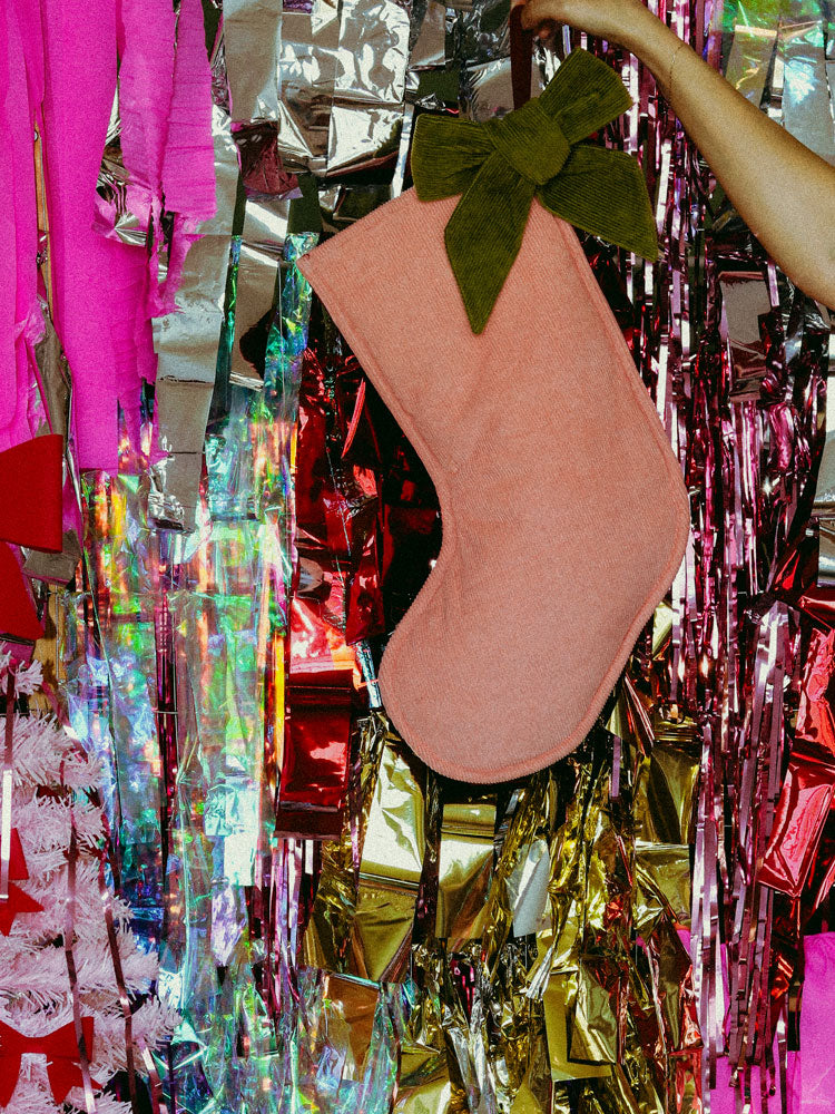 Ruby/Peach Corduroy Stocking