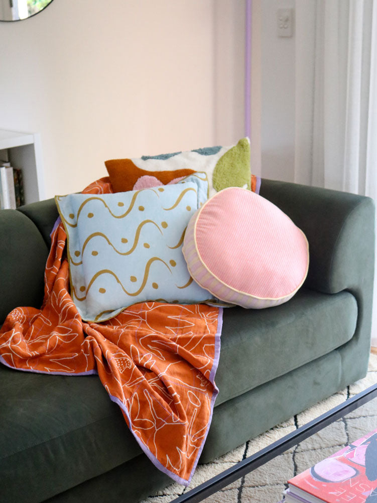 Outline Floral Quilted Throw  by Mosey Me