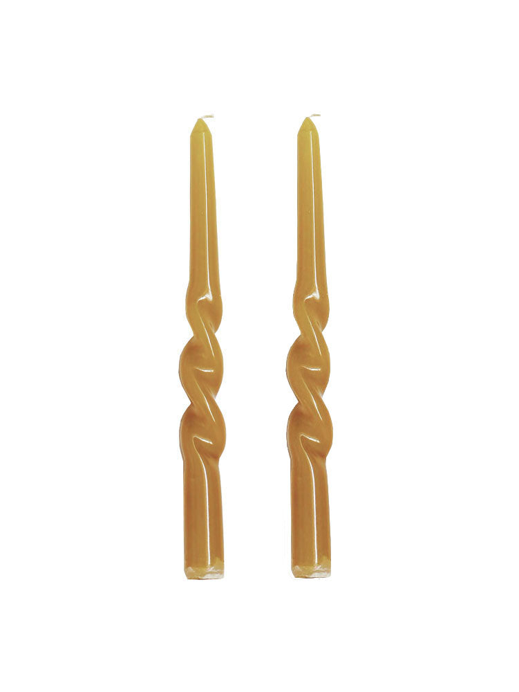 Twisted Dinner Candle Set of 2 - Olive  by Mosey Me