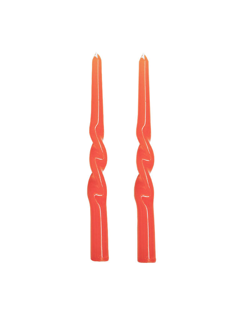 Twisted Dinner Candle Set of 2 - Orange  by Mosey Me