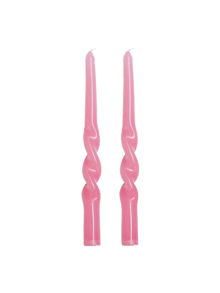 Twisted Dinner Candle Set of 2 - Pink  by Mosey Me