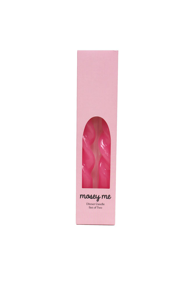Twisted Dinner Candle Set of 2 - Pink  by Mosey Me