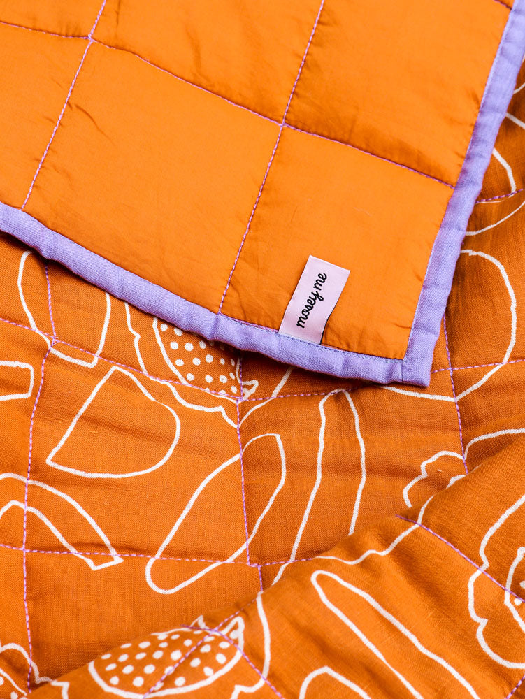 Outline Floral Quilted Throw  by Mosey Me