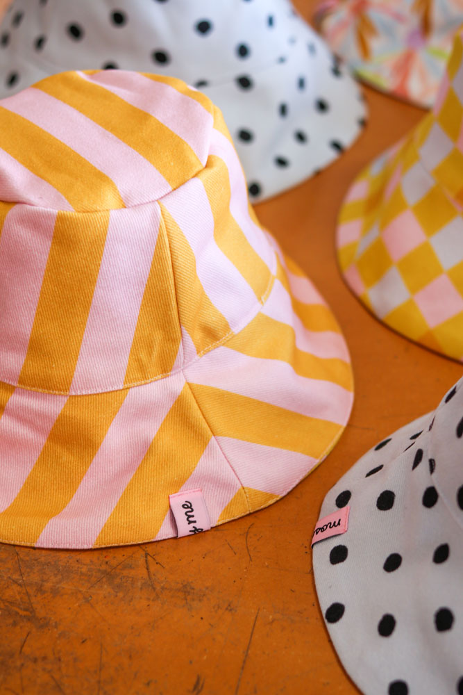 Reversible Bucket Hat - Stripe/Check  by Mosey Me