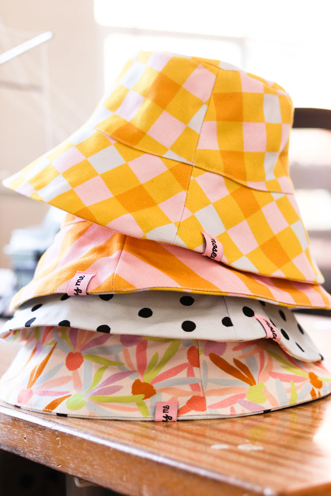 Reversible Bucket Hat - Stripe/Check  by Mosey Me