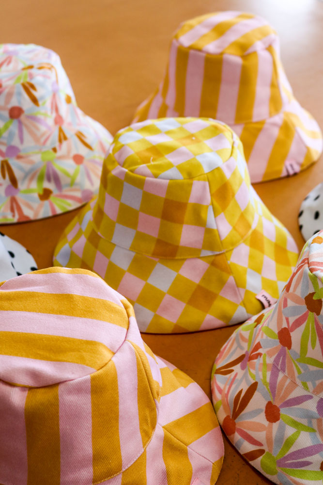 Reversible Bucket Hat - Stripe/Check  by Mosey Me