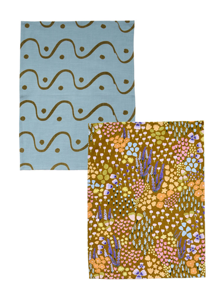 Two Tea Towels Bundle - Whitewash &amp; Meadow  by Mosey Me