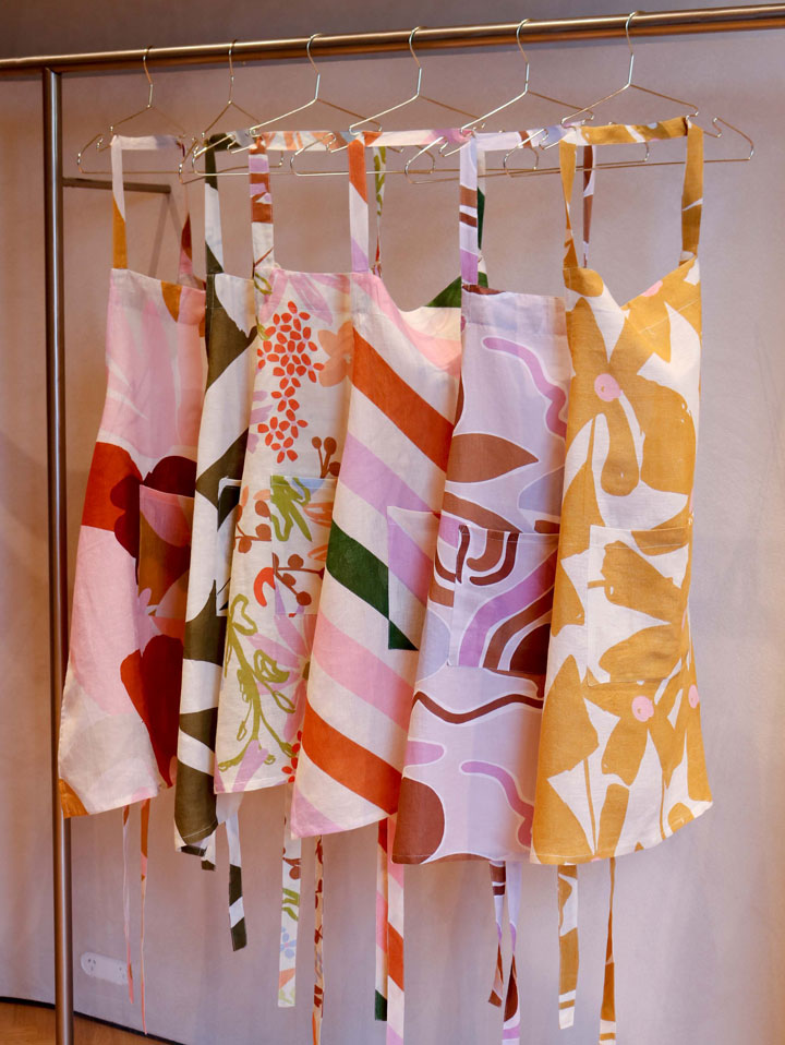 Mosey Me Linen Mustard Floral Apron