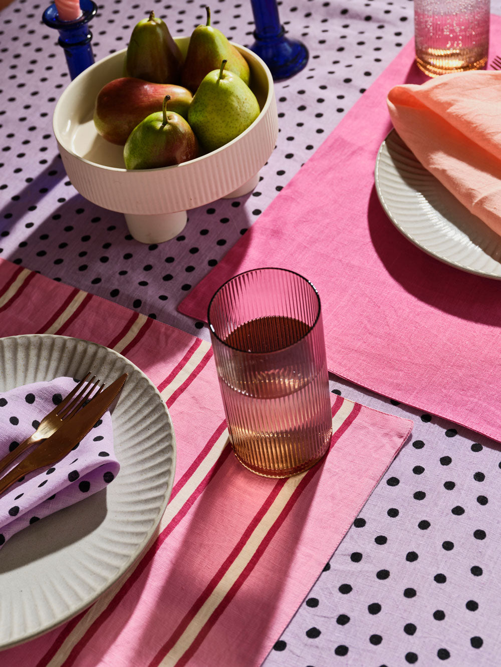 Raspberry Stripe Placemat Set