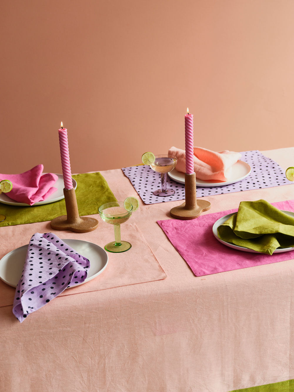Mosey Me Linen Colourblock Tableware - Napkin and Placemat Set