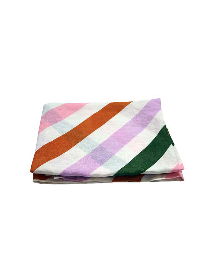 Mosey Me Linen Rainbow Stripe Tablecloth