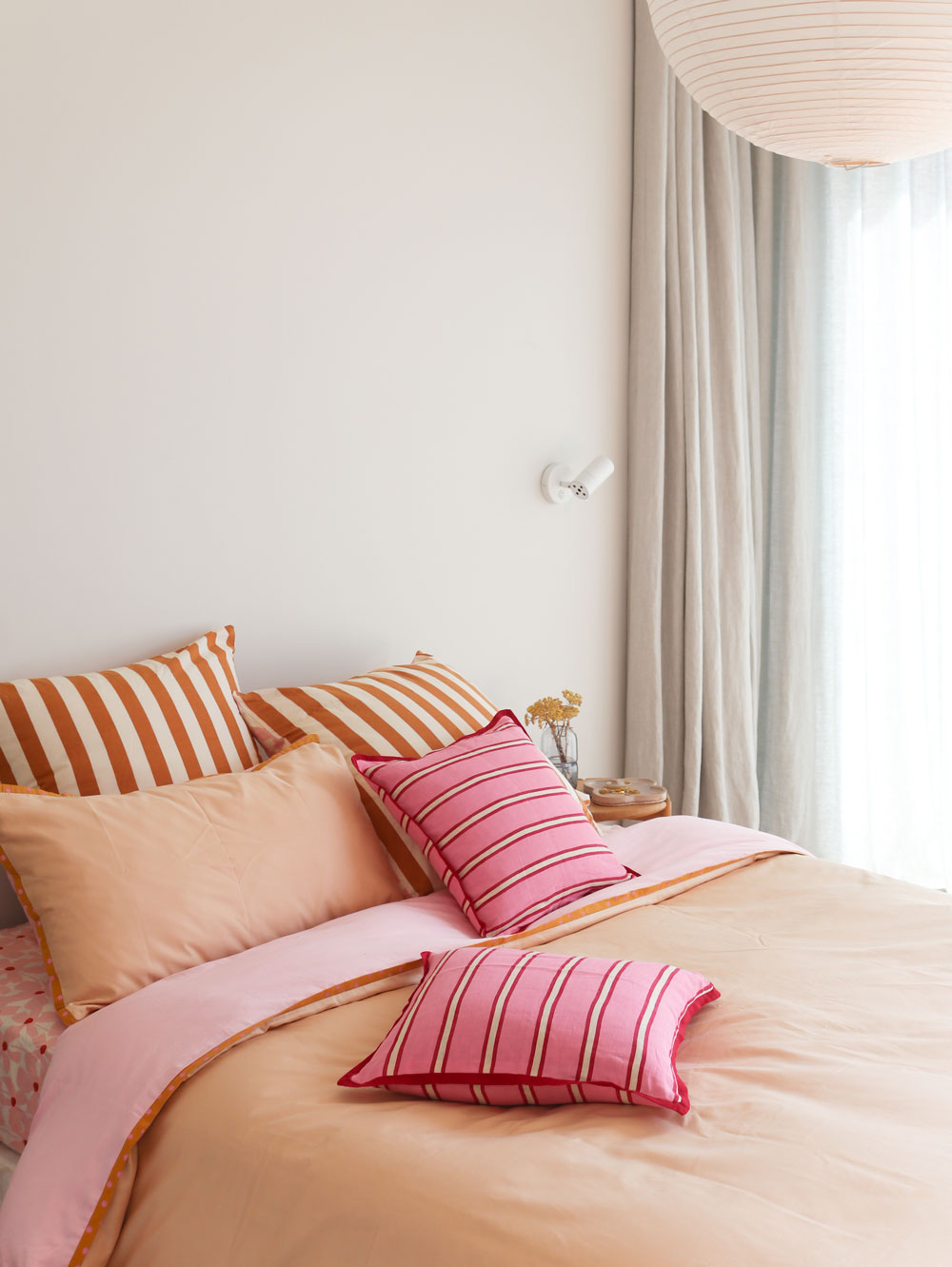 Mosey Me Pink Stripe Linen Cushion 
