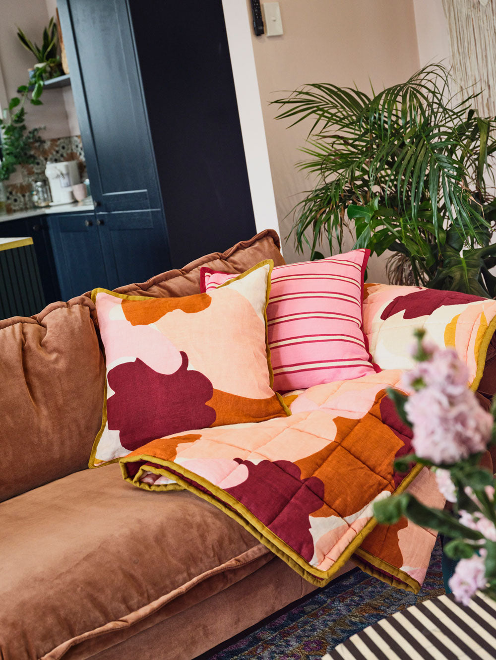 Mosey Me Linen Colourful Graphic Printed Cushion