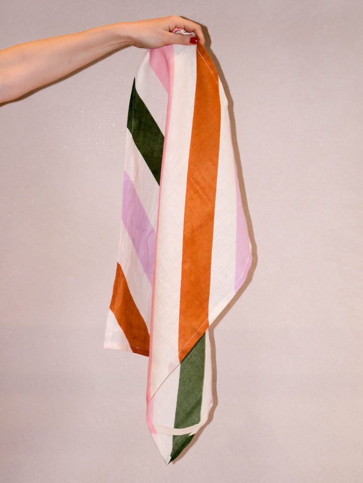 Mosey Me Linen Tea Towel Bundle - Pink Stripe and Rainbow Stripe