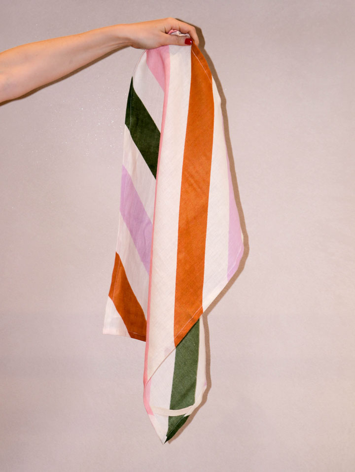 Mosey Me Linen Two Napkin Set Bundle - Clay and Rainbow Stripe