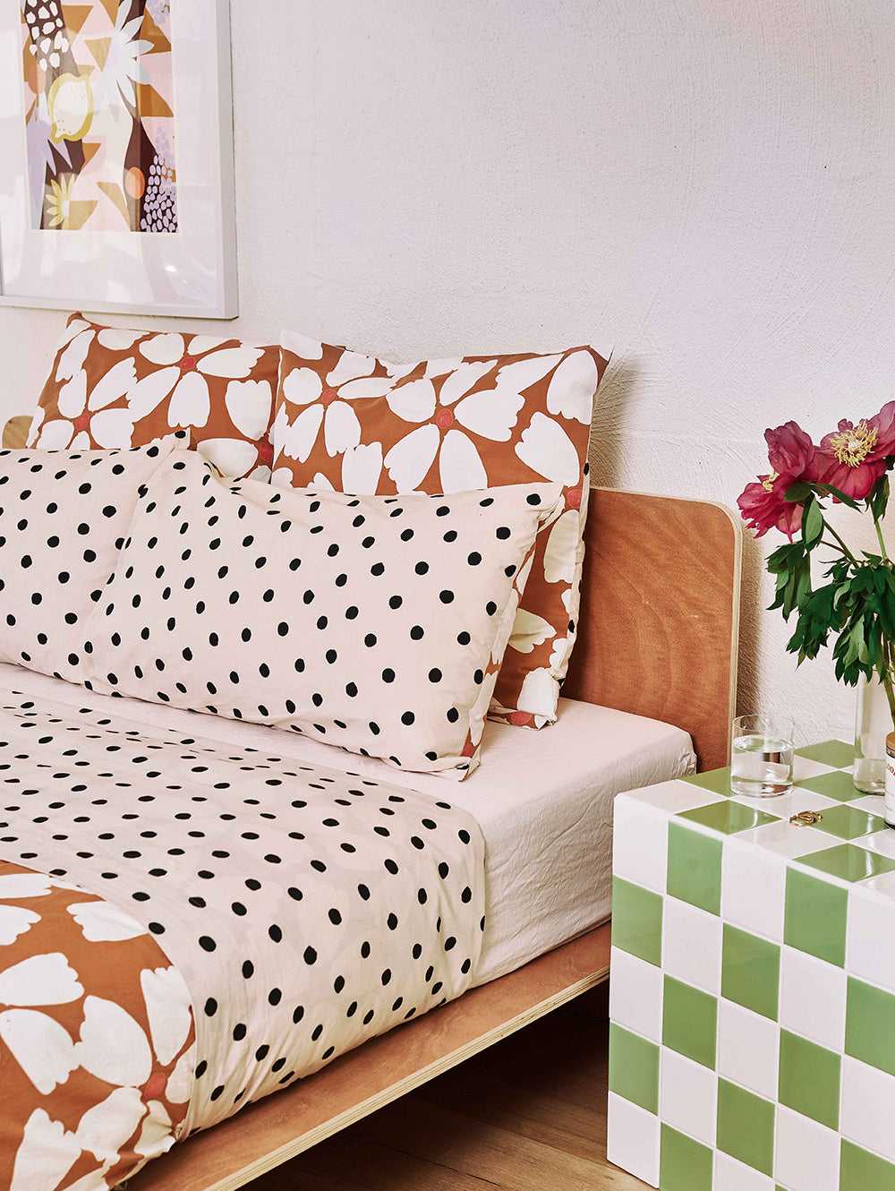 Mosey Me Cotton Dot Flat Sheet - Blush