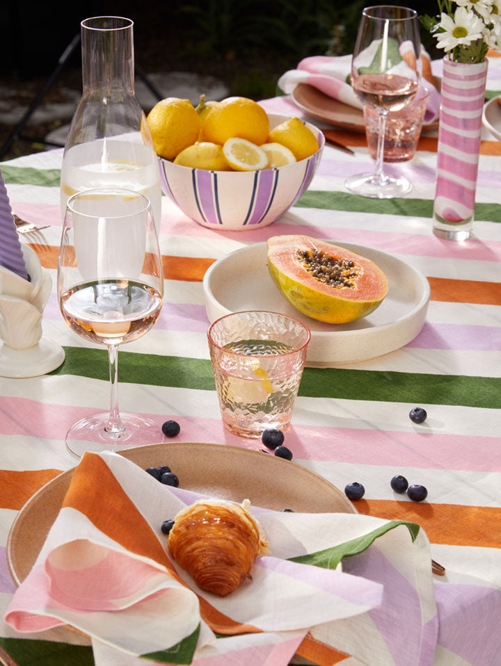 Mosey Me Linen Rainbow Stripe Tablecloth
