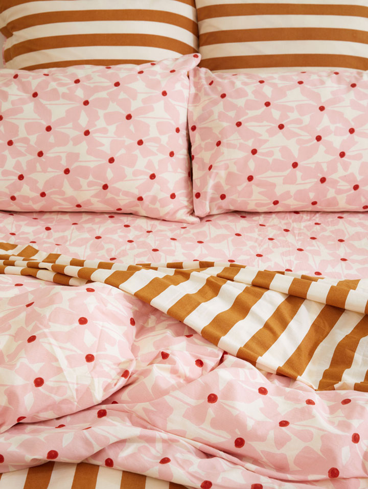 Mosey Me Cotton Mustard Stripe Flat Sheet 