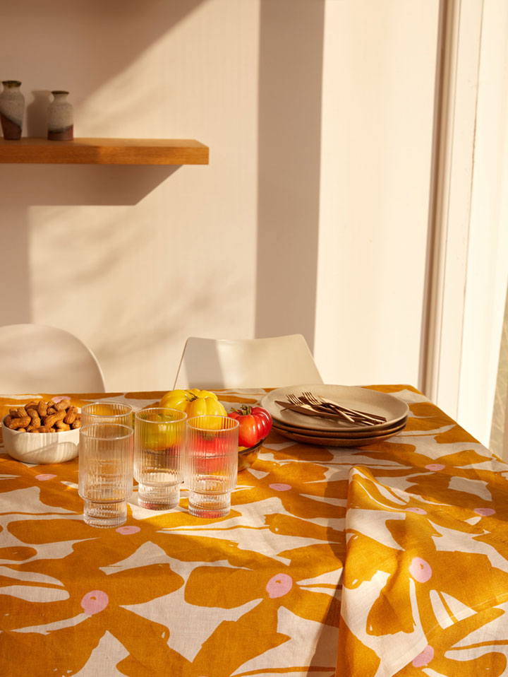 Mosey Me Floral Linen Tablecloth