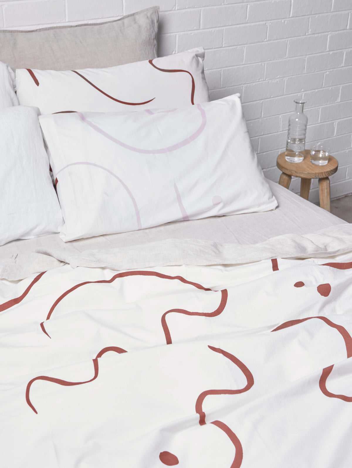 Mosey Me Cotton Lilac Squiggle  Quilt Cover Set