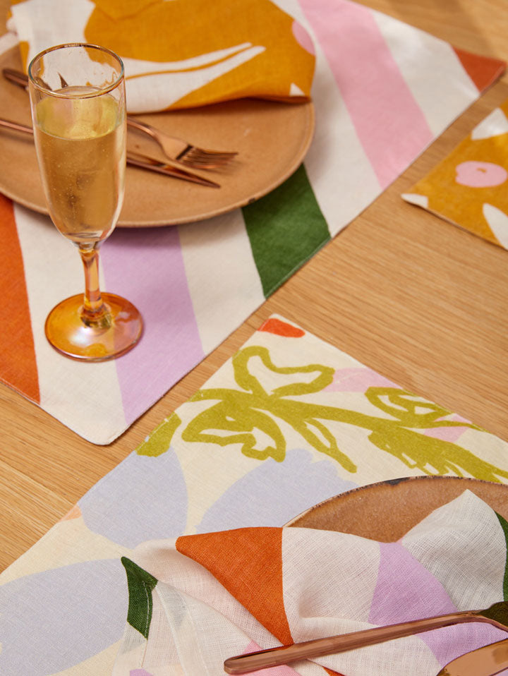 Mosey Me Linen Rainbow Stripe Tableware - Napkin & Placemat Set