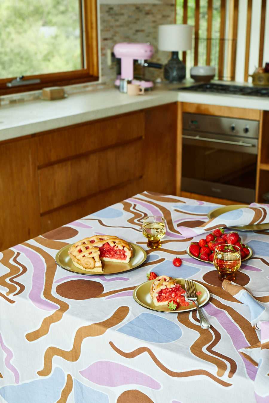 Mosey Me Linen Printed Napkin Set - Blue and Purple