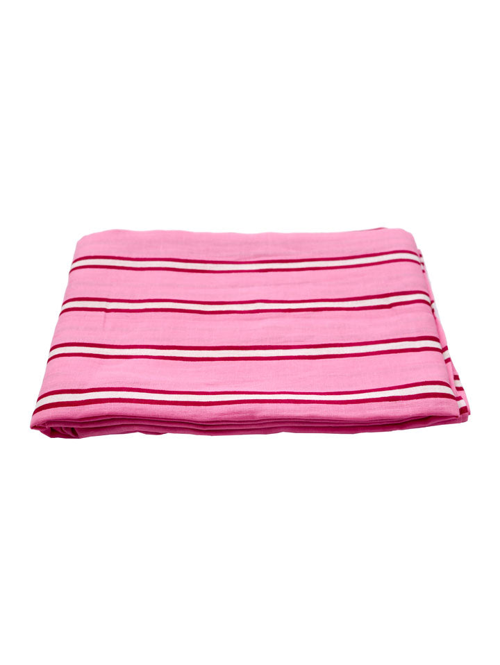 Mosey Me Pink Stripe Linen Tablecloth