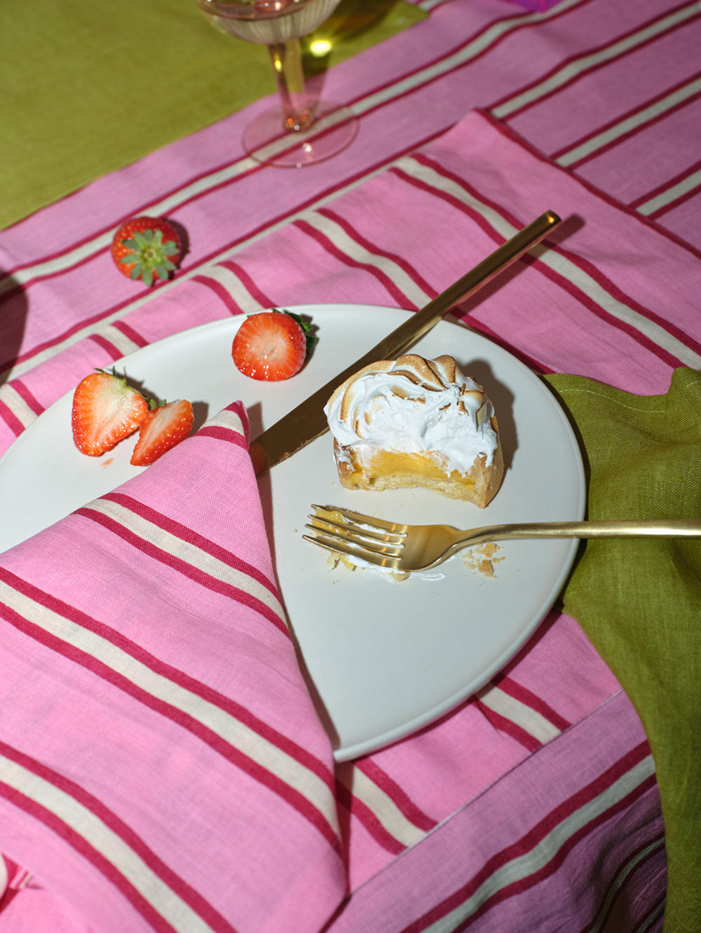 Mosey Me Pink Stripe Linen Tablecloth