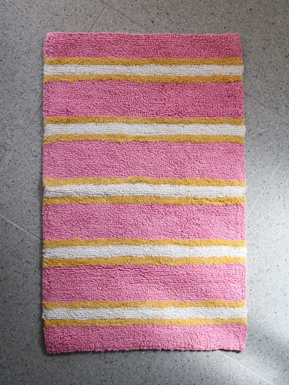 Mosey Me Cotton Tufted Pink and Mustard Bath Mat